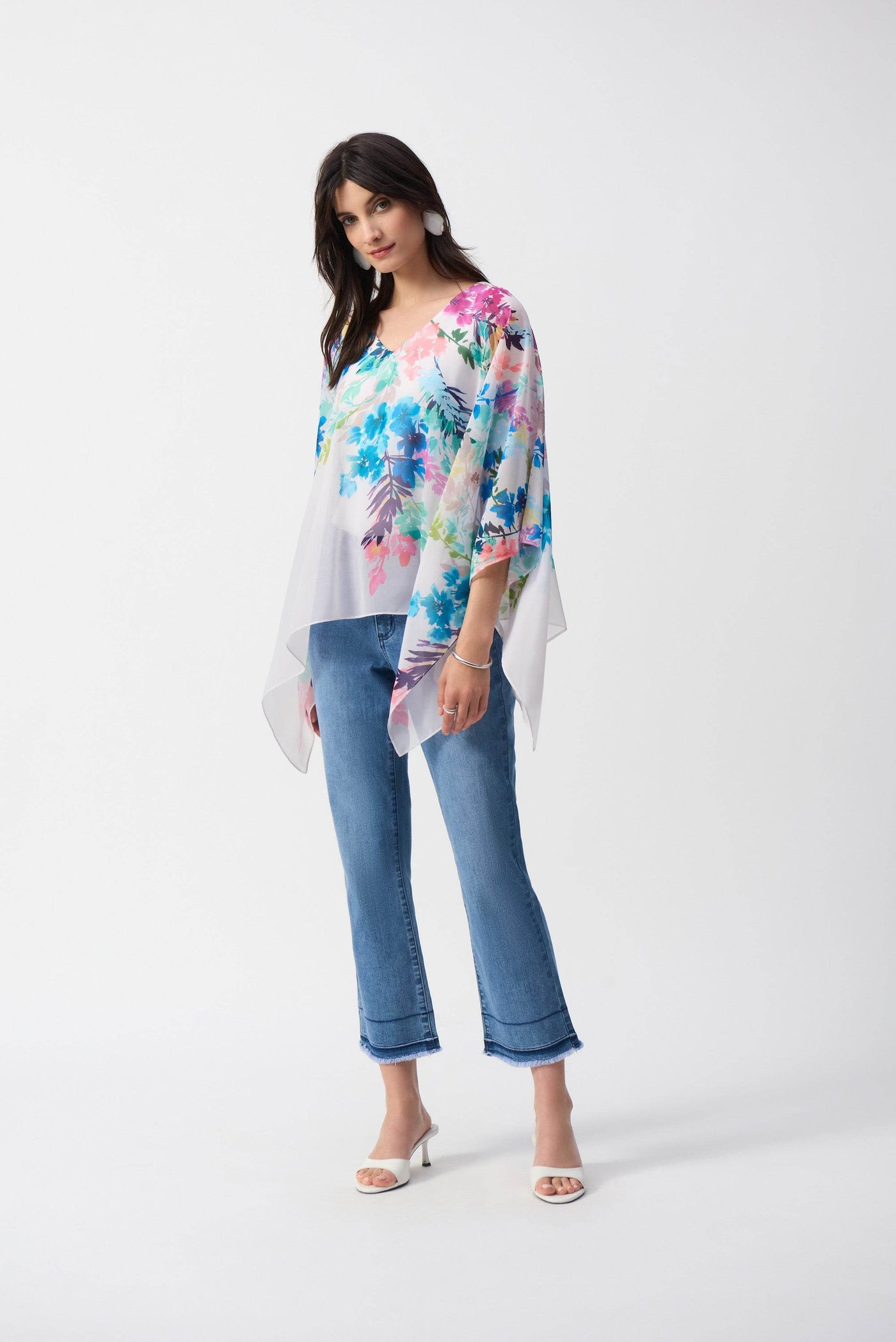 Chiffon Floral Print Poncho Top - Dream Pants