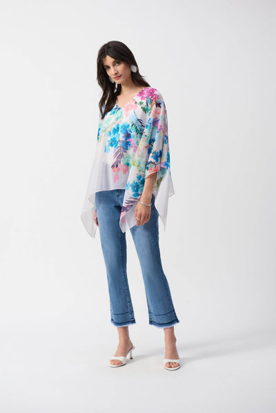Chiffon Floral Print Poncho Top - Dream Pants