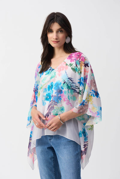 Chiffon Floral Print Poncho Top - Dream Pants