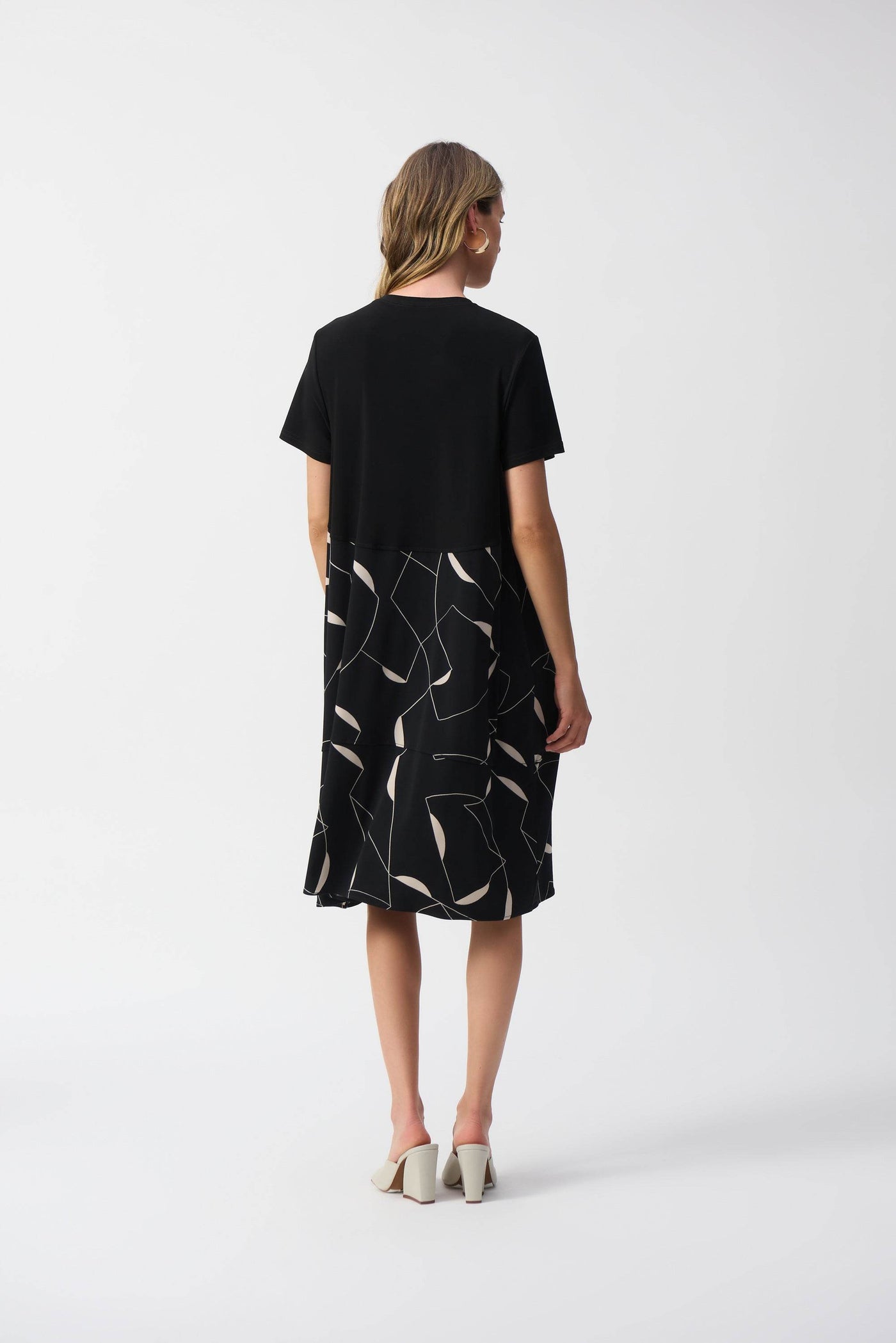 Silky Knit Geometric Print Trapeze Dress - Dream Pants