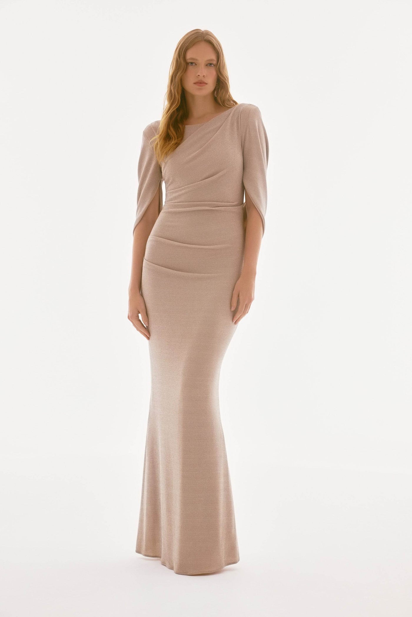 Lurex Knit Draped Trumpet Gown - Dream Pants