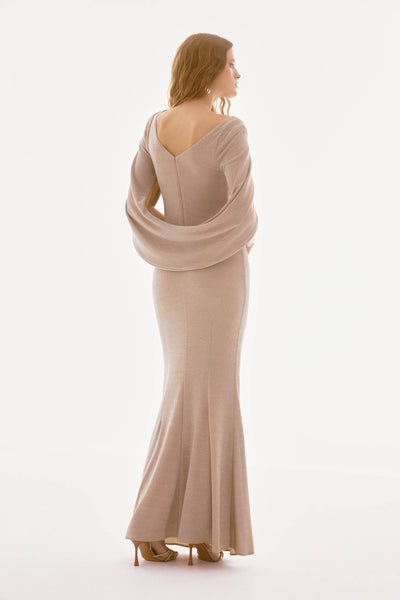 Lurex Knit Draped Trumpet Gown - Dream Pants