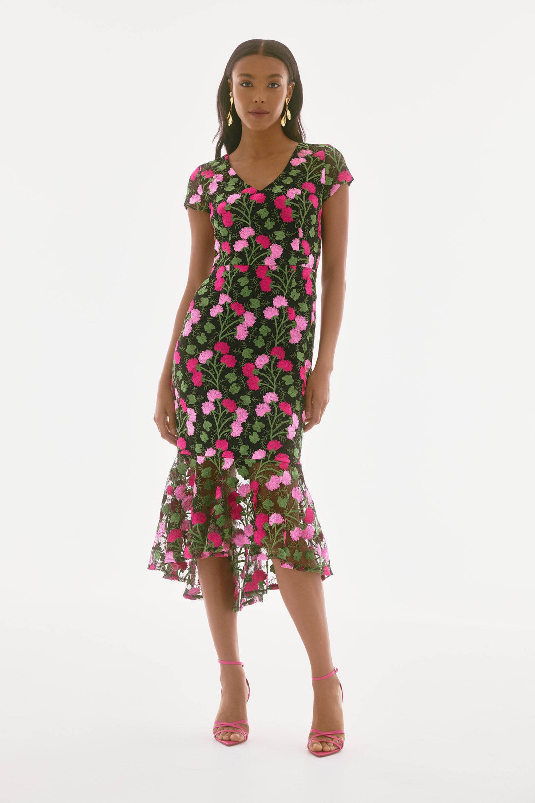 embroidered flounce dress Adrianna Papell Floral Embroidered Flounce Hem Dress main image 0