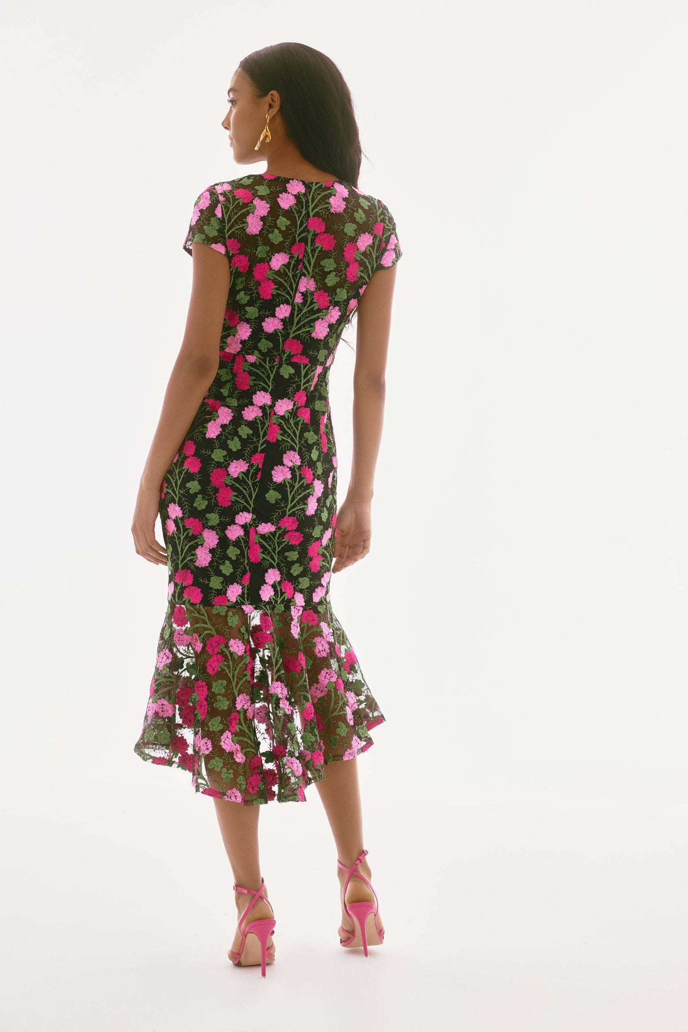 Signature Novelty Floral Embroidered Flounce Dress - Dream Pants
