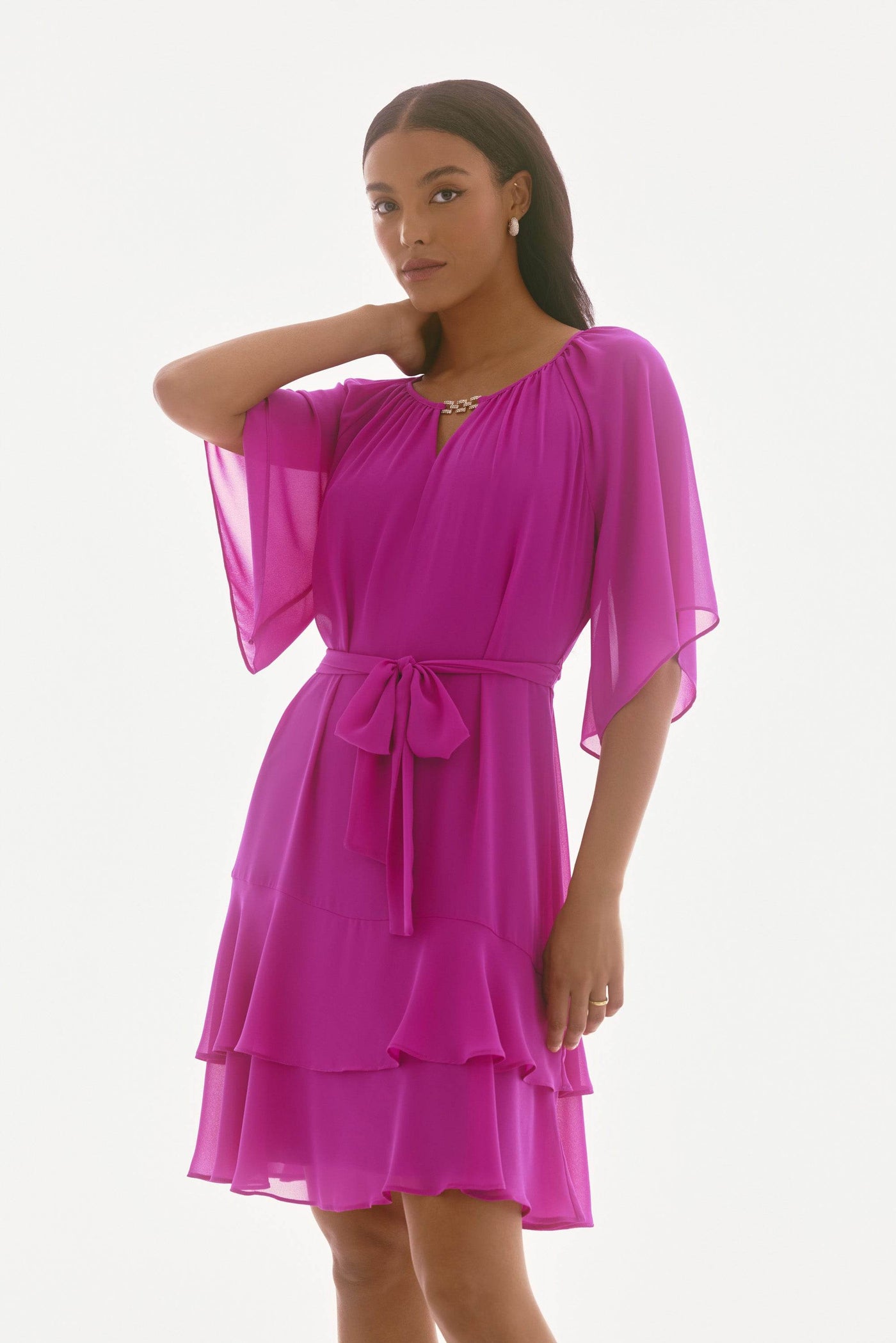 Signature Chiffon Belted A-Line Dress - Dream Pants