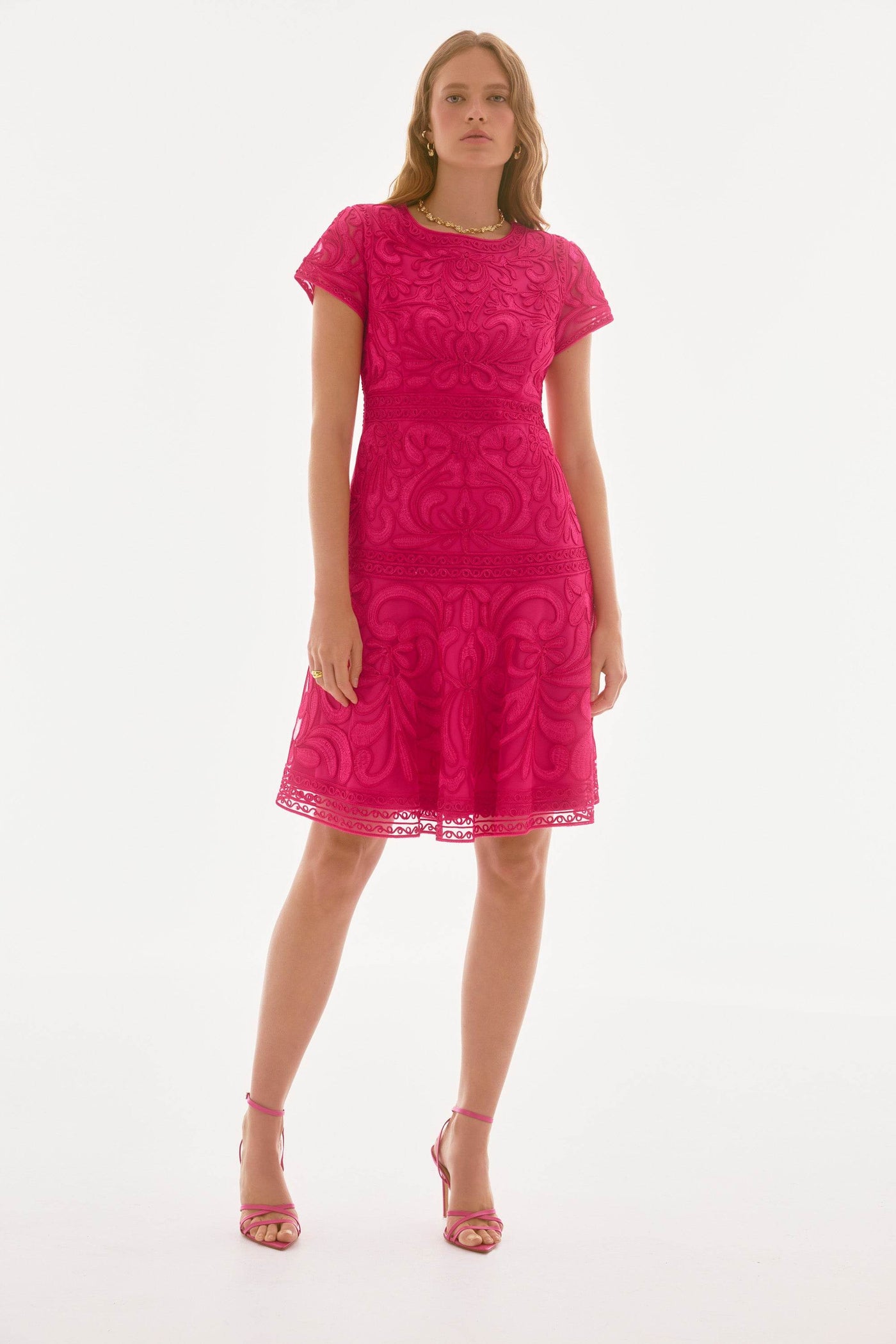 Embroidered Mesh Fit and Flare Dress Style 251768X Dream Pants Embroidered Mesh Fit and Flare Dress Style 251768X Dream Pants
