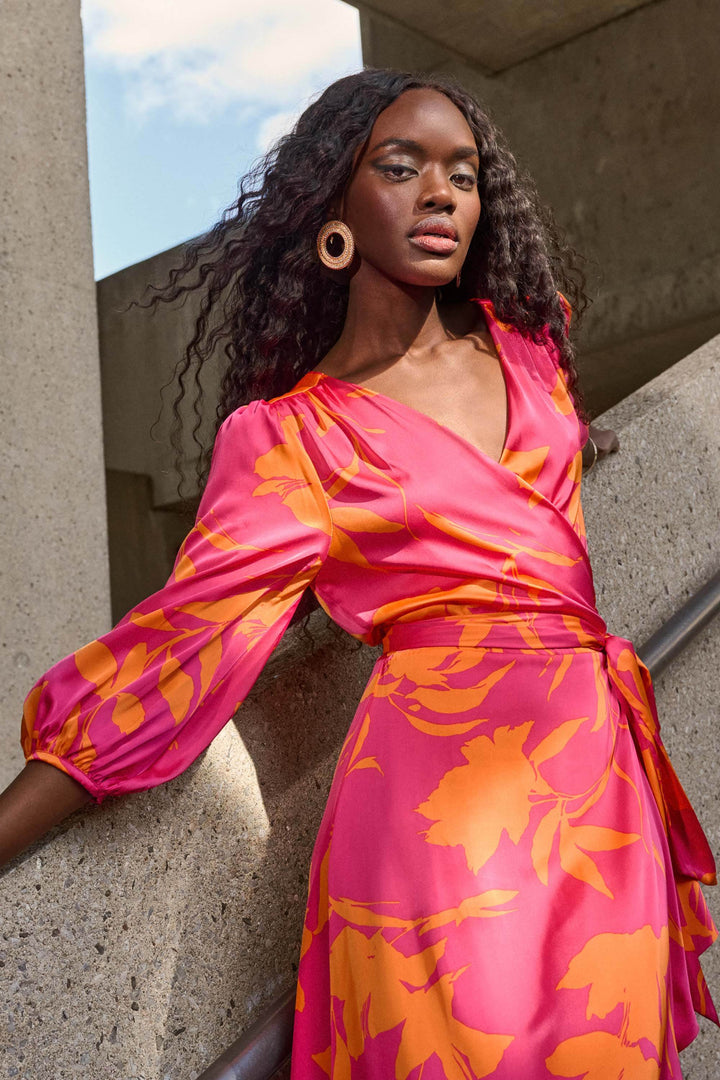 floral satin dress fabric Jluxlabel Women's Satin Floral Print Maxi Dress