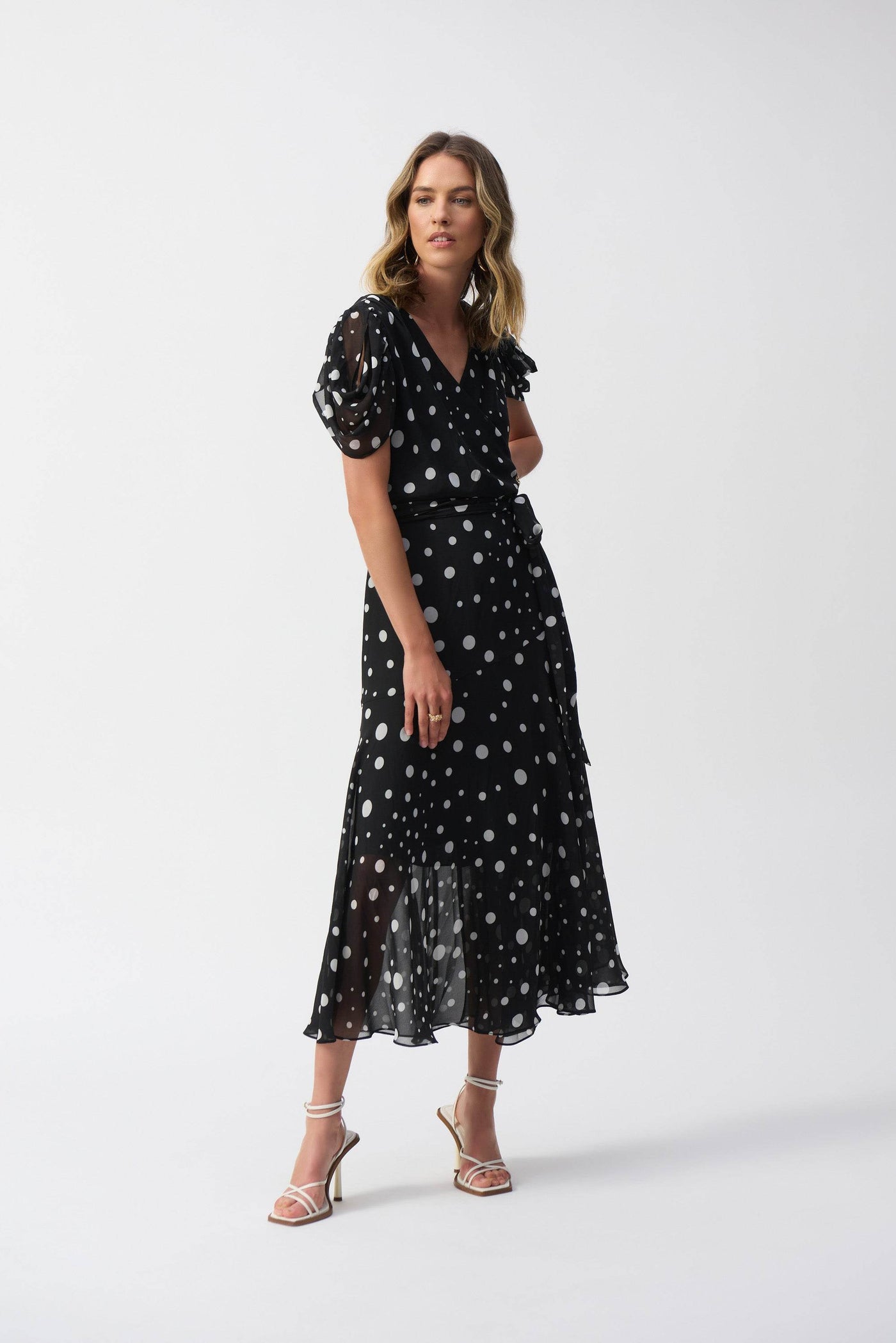 Chiffon Dot Print Wrap Dress - Dream Pants