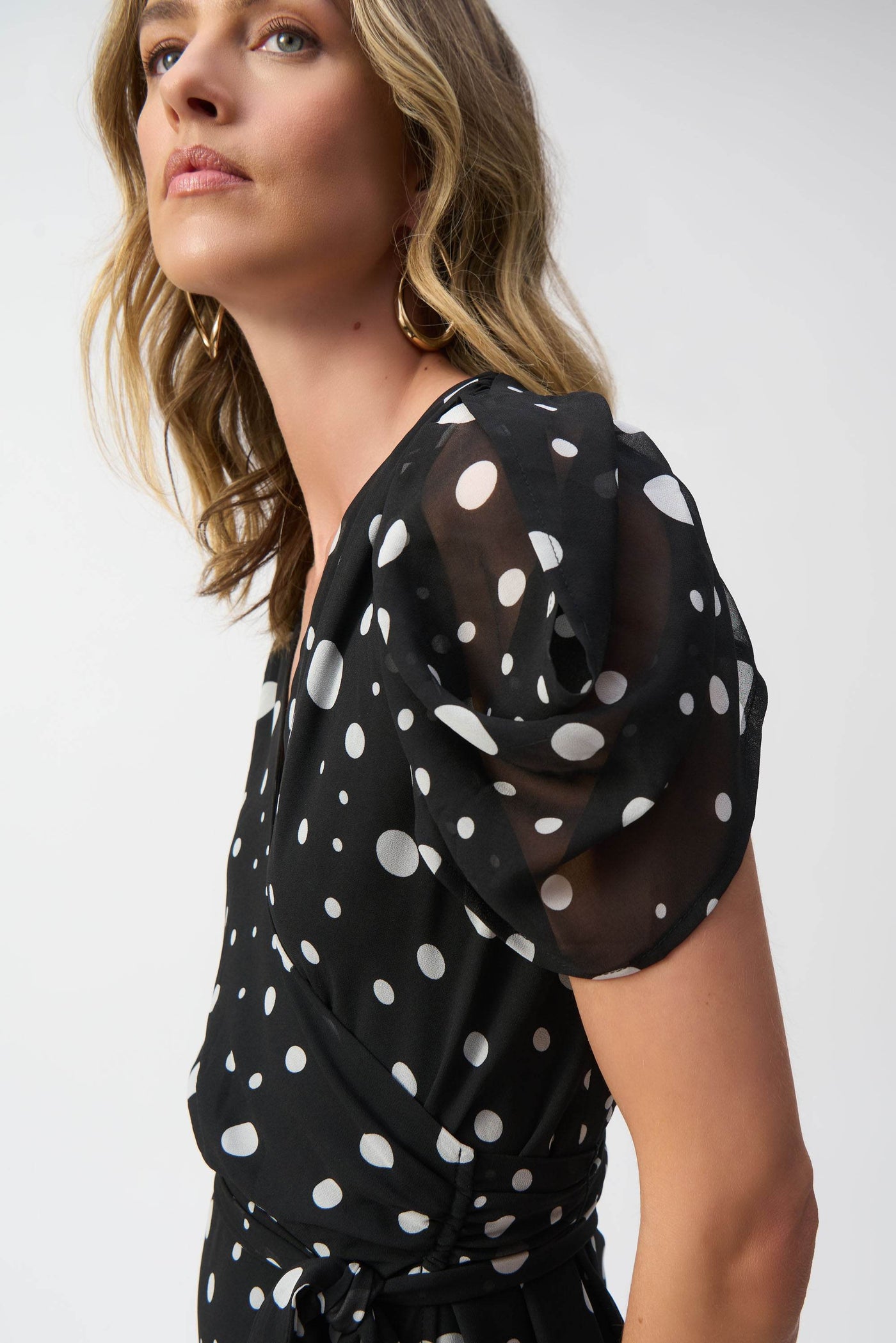 Chiffon Dot Print Wrap Dress - Dream Pants