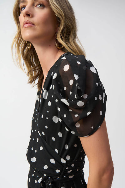 Chiffon Dot Print Wrap Dress - Dream Pants