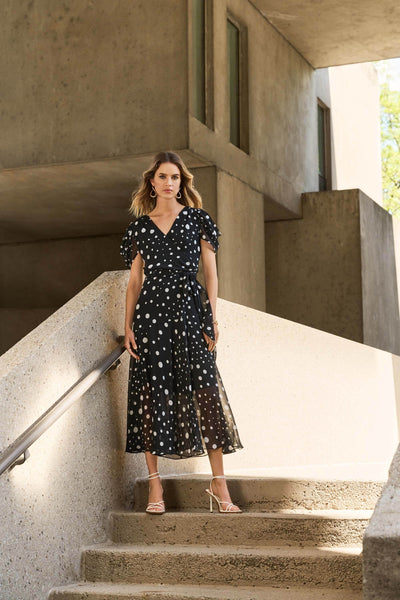 Chiffon Dot Print Wrap Dress - Dream Pants