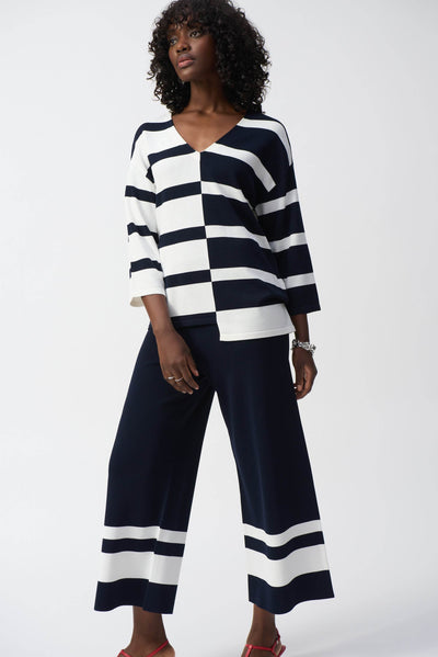 Striped Sweater Knit V-Neck Pullover - Dream Pants