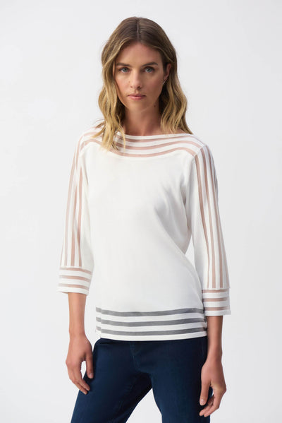 Sweater Knit Pullover with Mesh Stripe Detail - Dream Pants