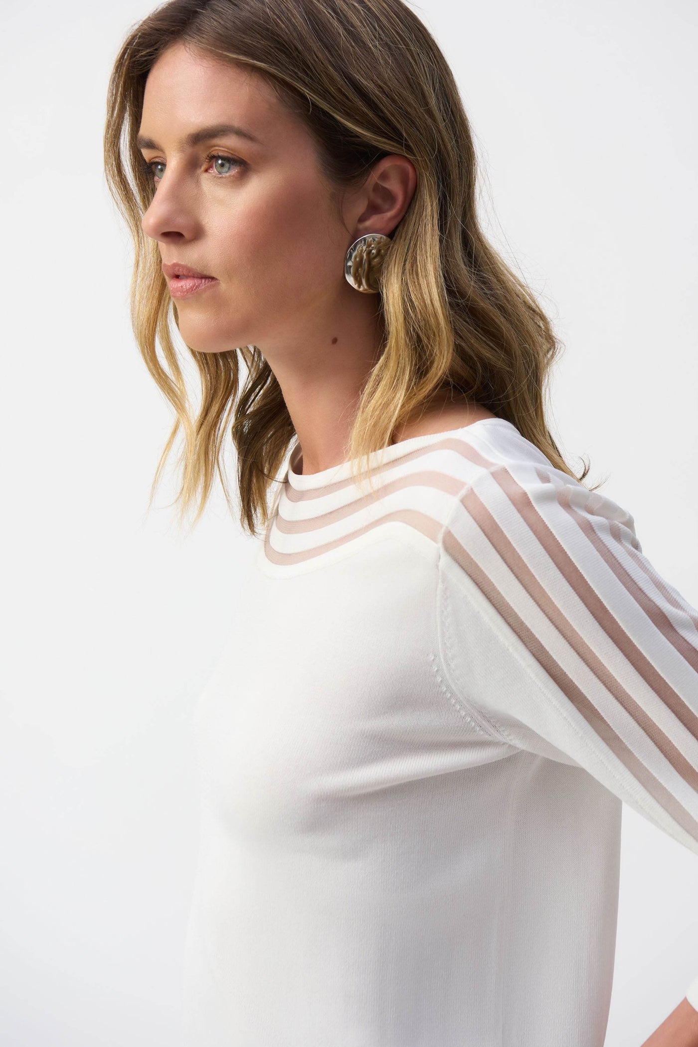 Sweater Knit Pullover with Mesh Stripe Detail - Dream Pants