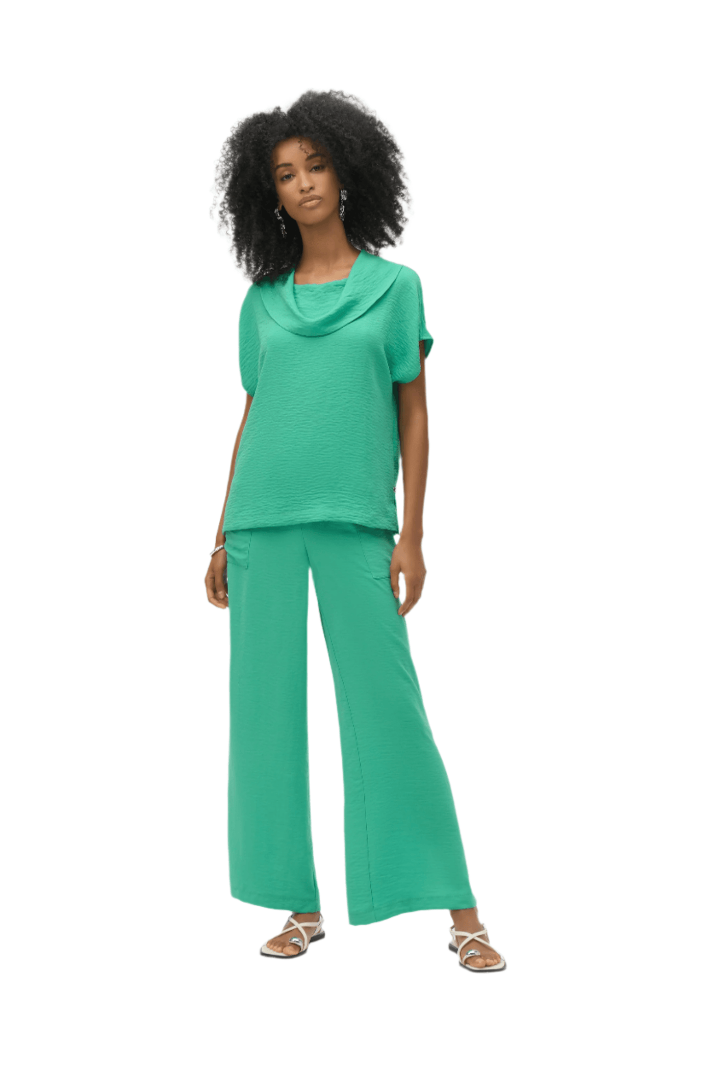 Gauze Cowl Neck Straight Top - Dream Pants