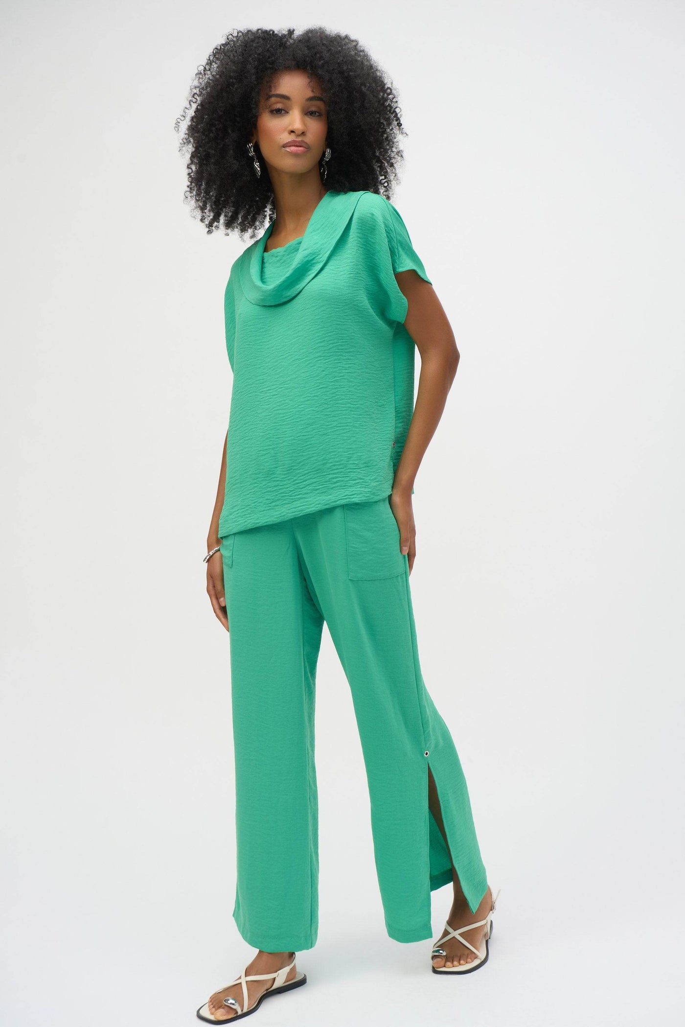 Gauze Cowl Neck Straight Top - Dream Pants