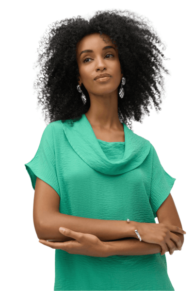 Gauze Cowl Neck Straight Top - Dream Pants