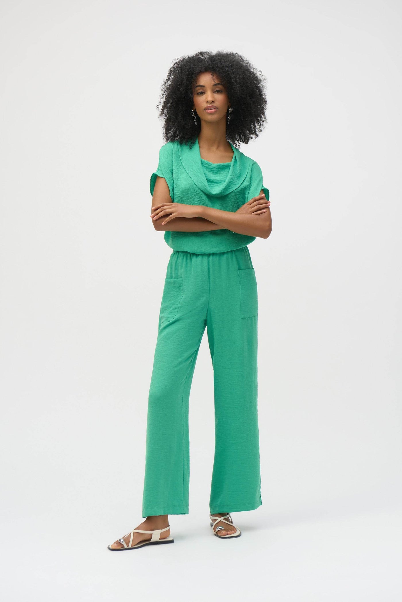 Gauze Cowl Neck Straight Top - Dream Pants