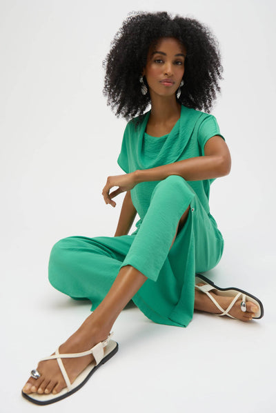 Gauze Cowl Neck Straight Top - Dream Pants