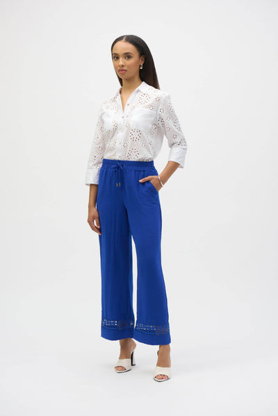 Gauze Wide-Leg Pants With Guipure Trim - Dream Pants