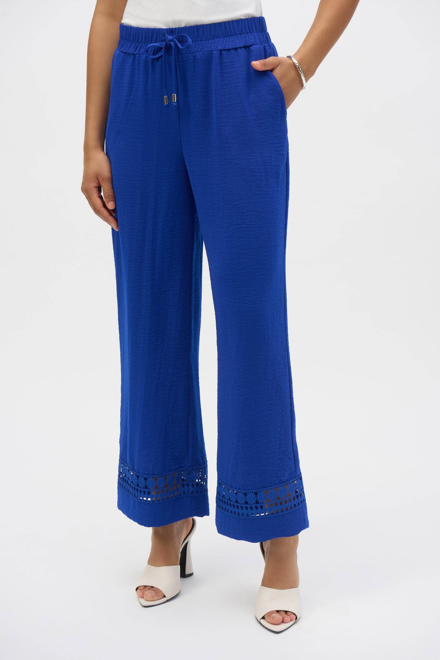 Gauze Wide-Leg Pants With Guipure Trim - Dream Pants