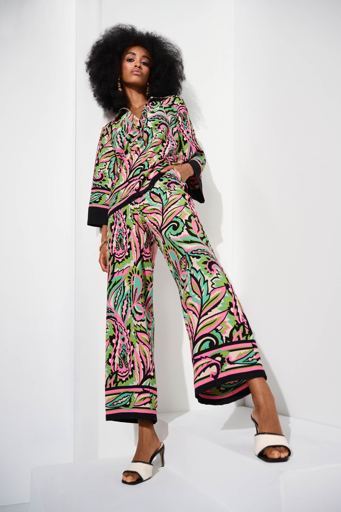 Woven Paisley Print Wide-Leg Pants - Dream Pants