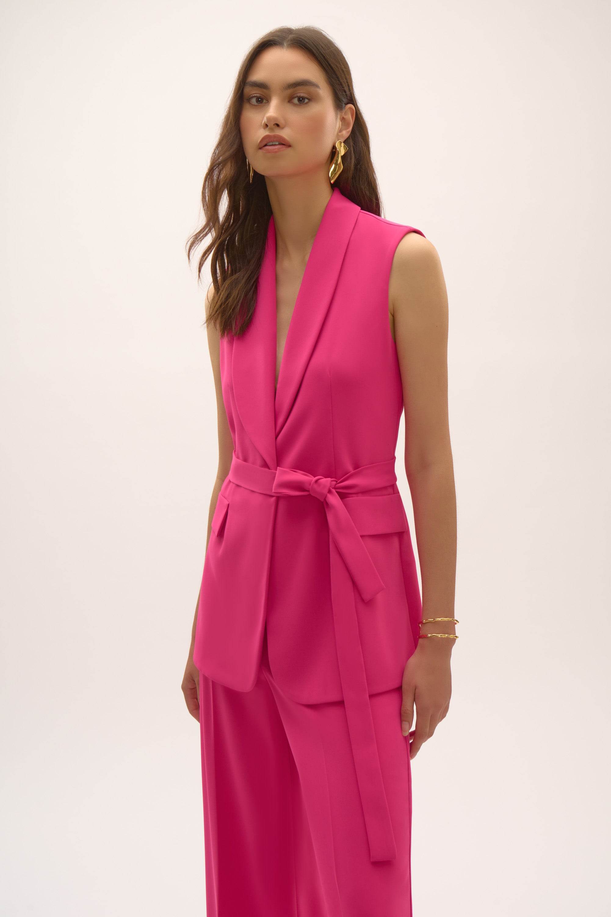 Signature Crepe belted Straight Fit Vest Style 252709 – Dream Pants