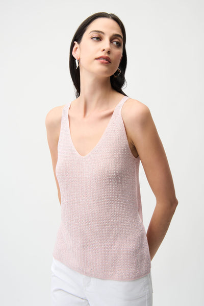 Metallic Knitted Camisole with Rhinestones Joseph Ribkoff