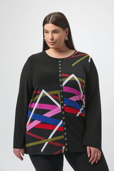 Silky Knit Geometric Print Straight Tunic - Dream Pants