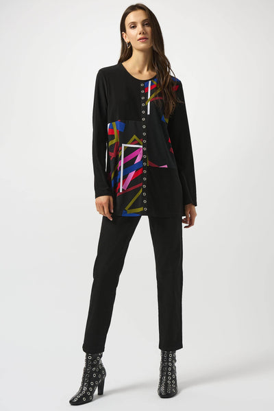 Silky Knit Geometric Print Straight Tunic - Dream Pants