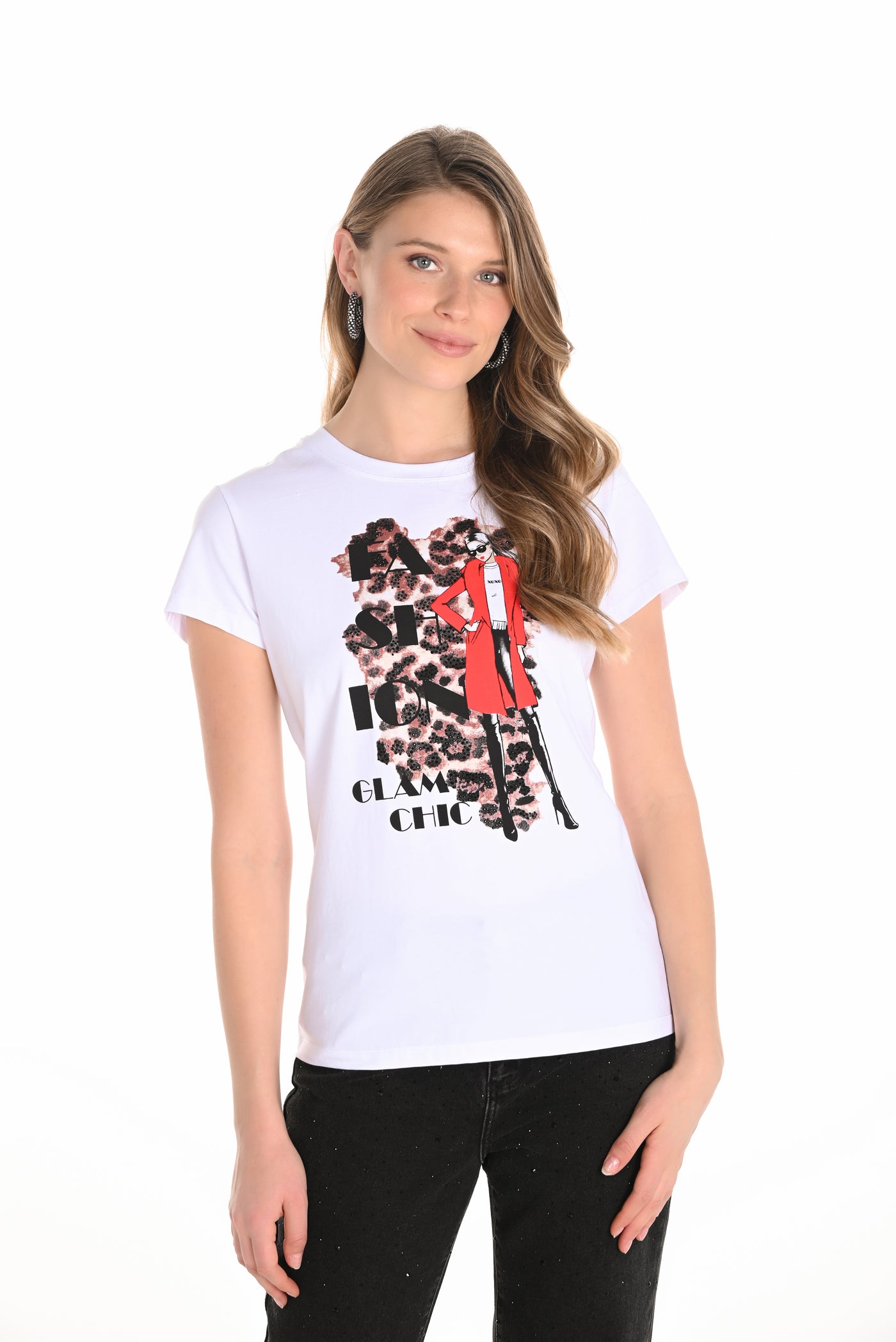 Graphic Print T-Shirt with Fashion Motif Frank Lyman