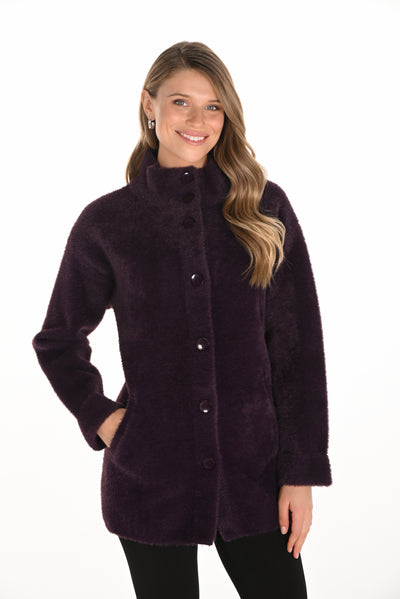 Plush Button-Up Coat Frank Lyman