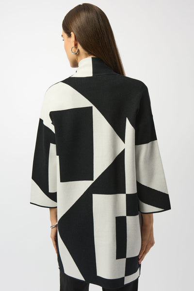 Jacquard Sweater Knit Colour-Block Cover-Up Joseph Ribkoff