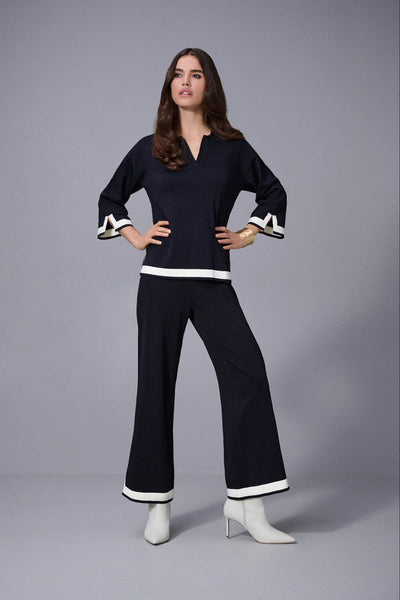 Sweater Knit Colour Block Culotte Pants - Dream Pants