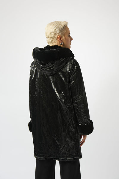 Faux Fur Reversible Hooded Coat Joseph Ribkoff