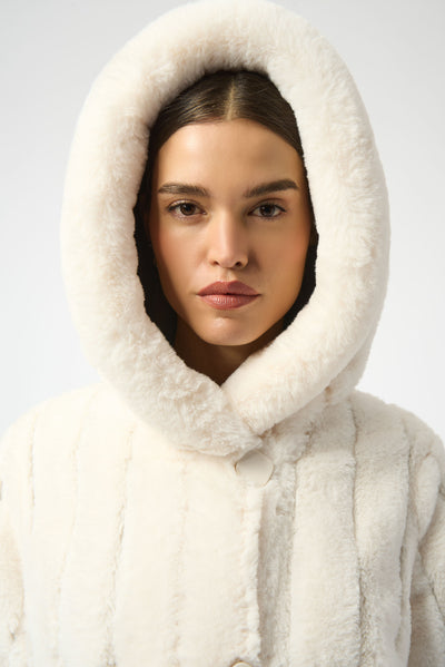 Faux Fur Reversible Hooded Coat Joseph Ribkoff