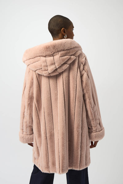 Faux Fur Reversible Hooded Coat Joseph Ribkoff