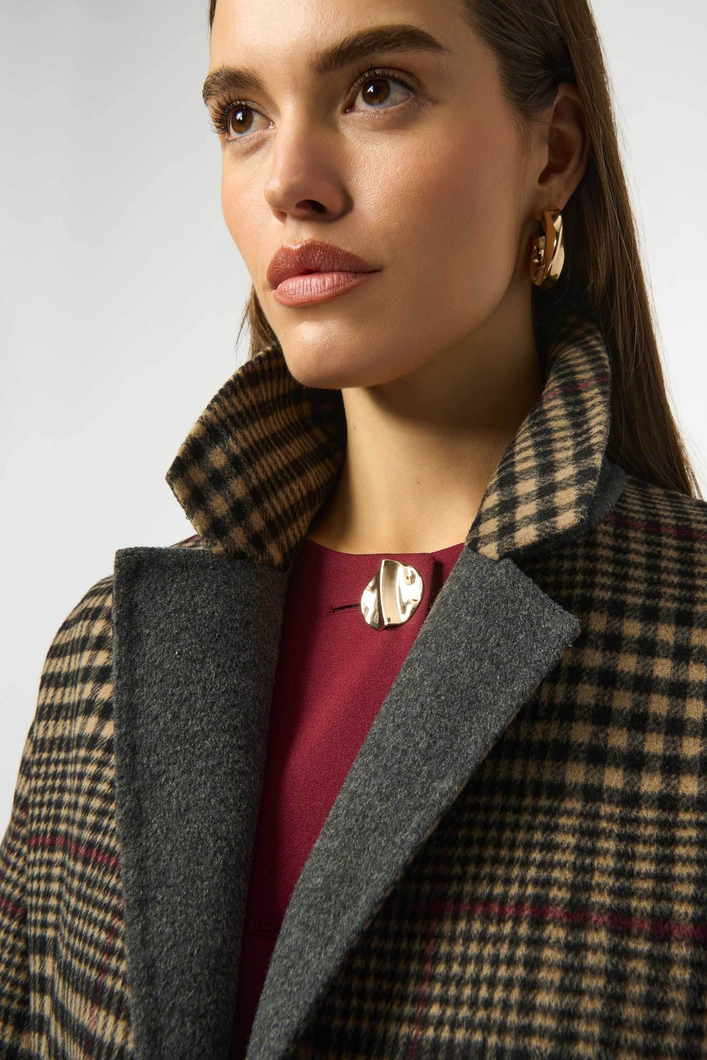 Wool Blend Plaid Double-Faced Coat - Dream Pants