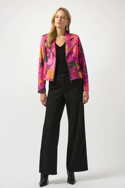 Foiled Faux Suede Abstract Print Fitted Jacket - Dream Pants