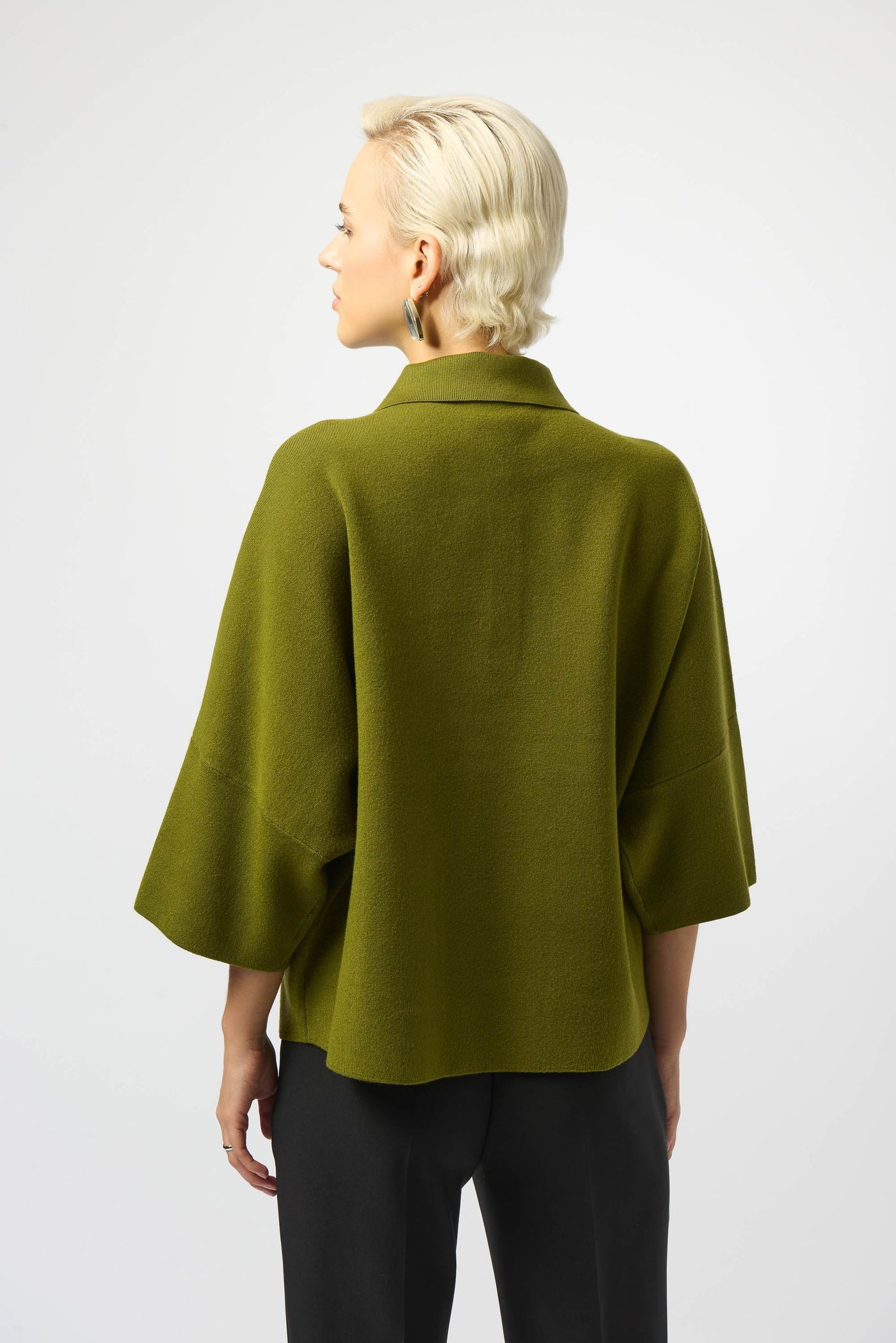 Sweater Knit Boxy Pullover With Polo Collar - Dream Pants