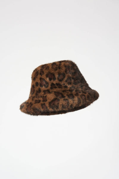 Faux Fur Leopard Print Bucket Hat - Dream Pants