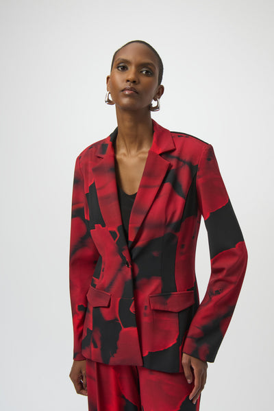 Silky Knit Abstract Print Straight Blazer Joseph Ribkoff