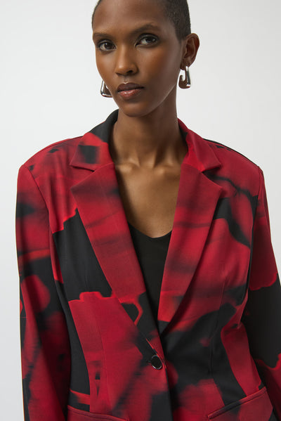 Silky Knit Abstract Print Straight Blazer Joseph Ribkoff