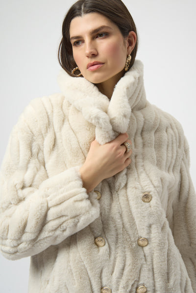 Textured Faux Fur Shawl Collar Coat Joseph Ribkoff