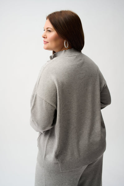 Sweater Knit Mock Neck Pullover with Rhinestones Joseph Ribkoff