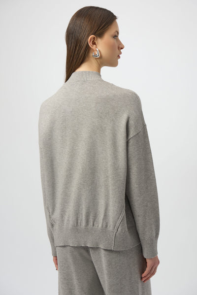 Sweater Knit Mock Neck Pullover with Rhinestones Joseph Ribkoff