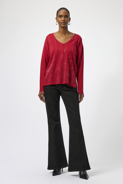 Sweater Knit Pullover with Iron-On Detail Joseph Ribkoff