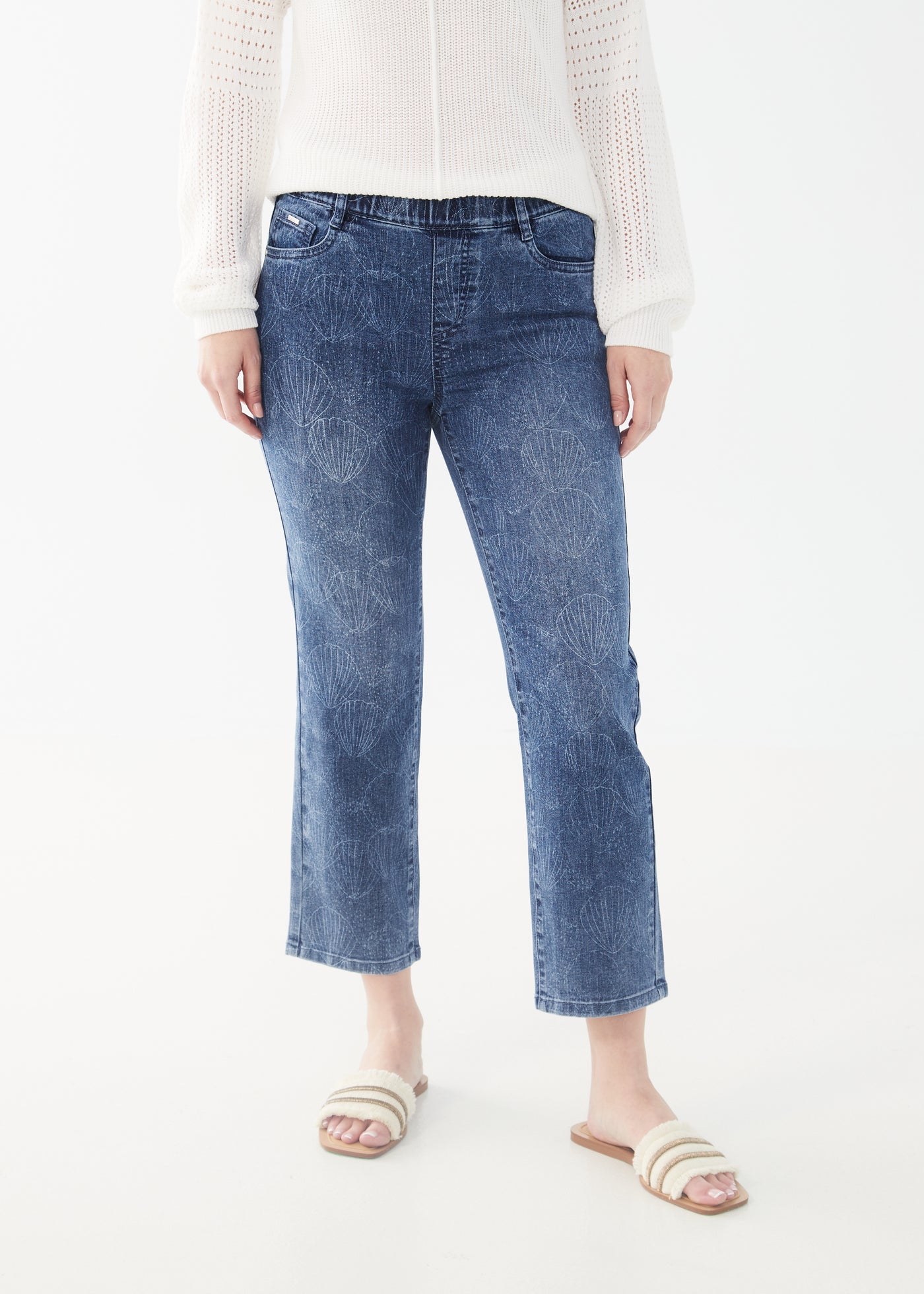 French Dressing Jeans Printed Pull-On Straight Crop 