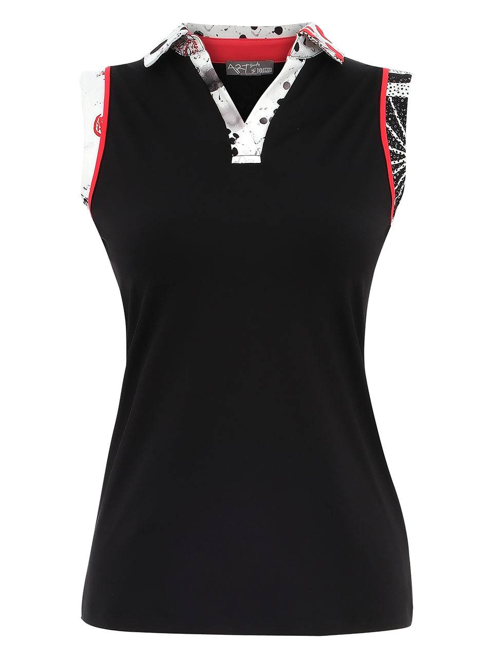 Sleeveless Golf Polo Shirt with Contrast Collar - Dream Pants