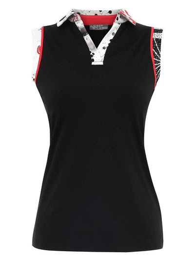 Sleeveless Golf Polo Shirt with Contrast Collar - Dream Pants